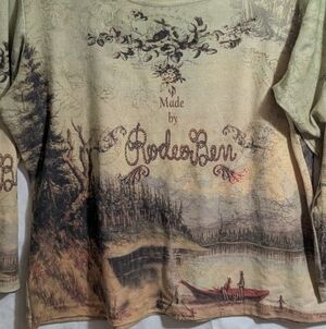Pulse Beige Scenic Print Long Sleeve Tee
